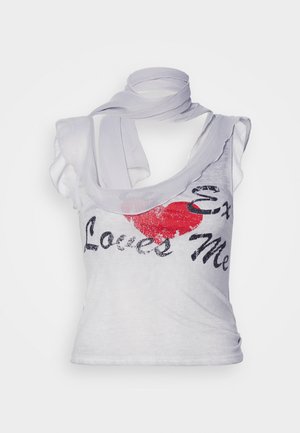 Jaded London SLOGAN ASYMMETRIC VEST WITH RUFFLE - Topper - multi