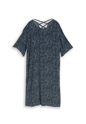 TOM TAILOR, TOM TAILOR KLEIDER & JUMPSUITS LOOSE FIT KLEID MIT CUT-OUT-DETAIL - Denné šaty - navy small leaves design