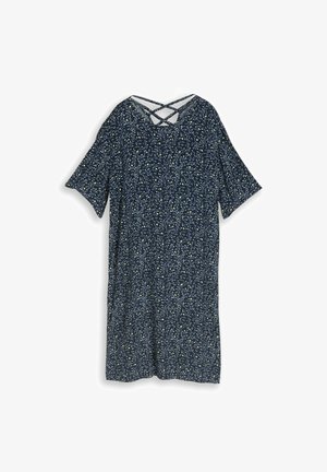 TOM TAILOR, TOM TAILOR KLEIDER & JUMPSUITS LOOSE FIT KLEID MIT CUT-OUT-DETAIL - Denné šaty - navy small leaves design