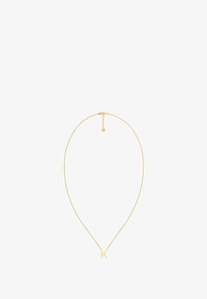 Goldene Kettenhalskette mit einem kleinen "K"-Anhänger. Die Kette ist zart mit einem dezenten Glanz und schafft ein minimalistisches Design.