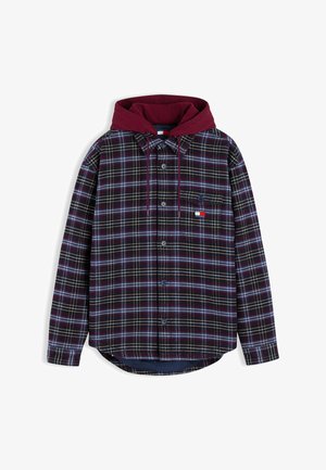 Tommy Jeans, TOMMY JEANS DOBBY OVERSIZED DRAWSTRING HOODED OVERSHIRT - Leichte Jacke - calypso berry check