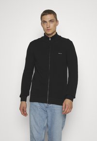 GANT COTTON ZIP CARDIGAN - Strickjacke - black