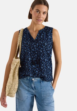 Cecil BLUSENTOP MIT SPLIT NECK UND PALMEN-PRINT - Blouse - universal blue
