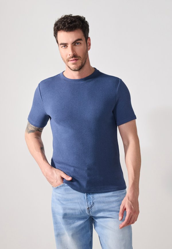 BASIC RIB T-SHIRT - Basic T-shirt - dark denim