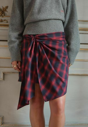 BHOEM, TIE-FRONT PLAID MINI SKIRT - A-line skirt - red blue