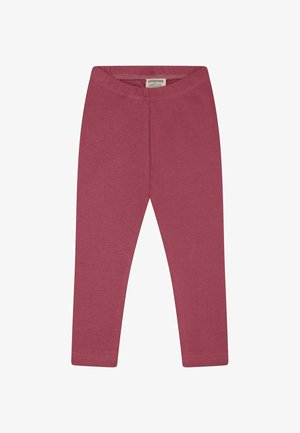 Bordeaux leggings van zachte katoen, met een elastische tailleband en een gladde textuur, zonder patronen of extra versieringen.