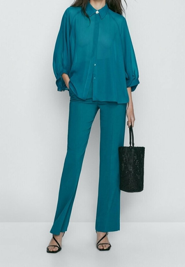 Massimo Dutti Tygbyxor - mottled dark green