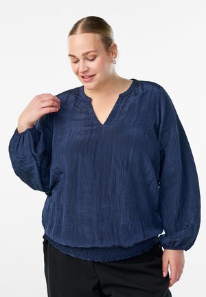 MIT V-AUSSCHNITT UND CRINKLE-STRUKTUR - Pusero - navy blazer