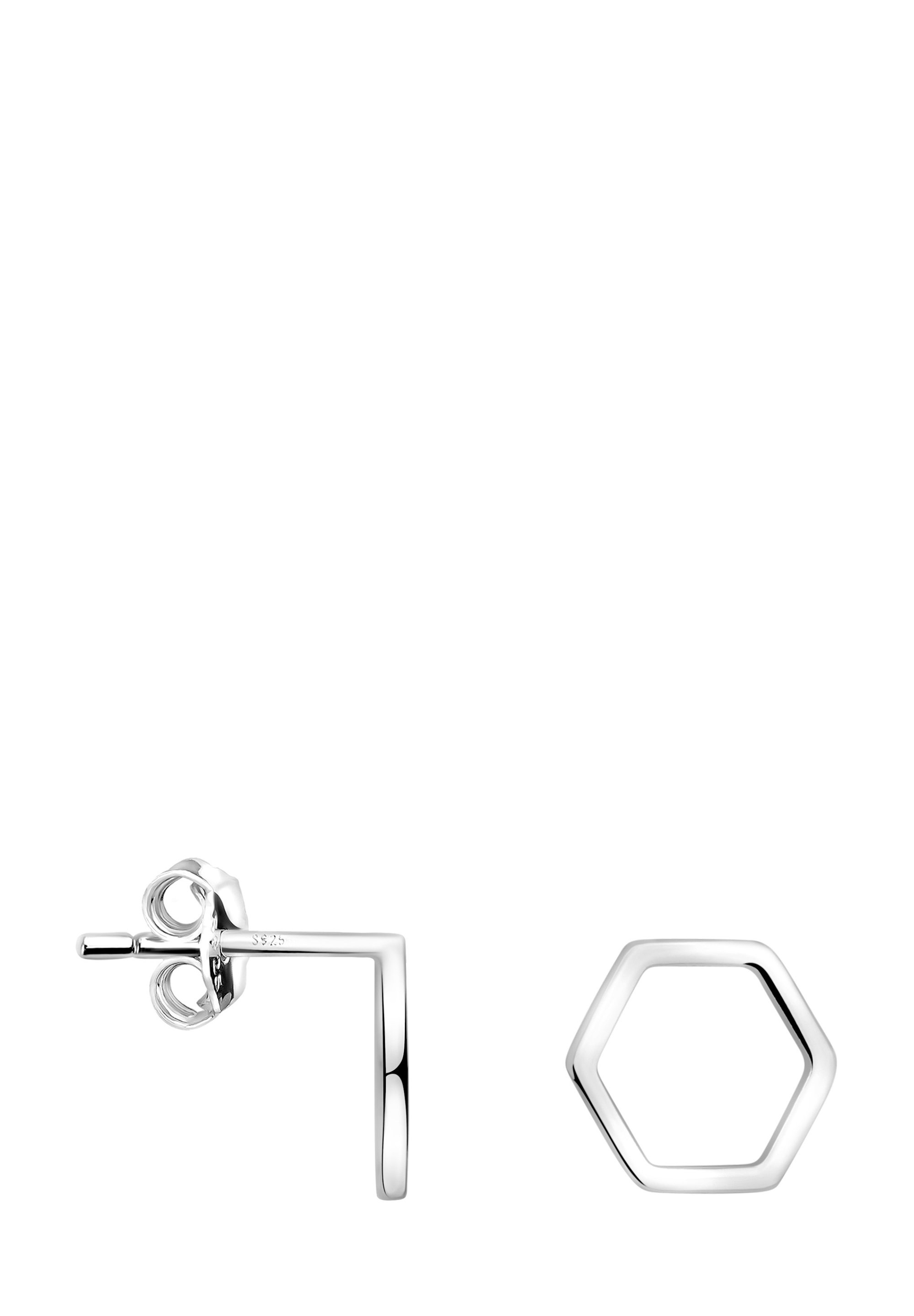 SOFIA MILANI Damen Ohrringe – 925 Silber, Sechseckige Steck-Creolen, Rhodiniert, Nickelfrei, In Geschenkbox