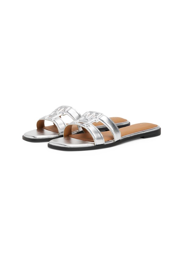 LOGO STRAP METALLIC MULE - Mules - silver3