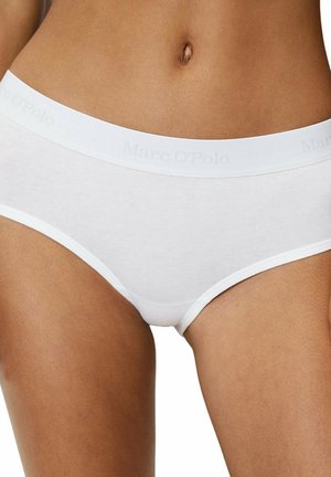 Slip en coton blanc avec une texture douce et une taille élastique, ornée d'un logo embossé subtil de "Marc O'Polo". Design classique et minimal.