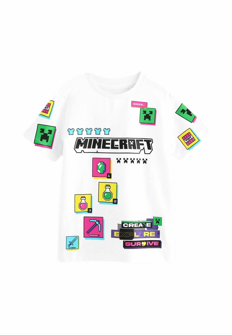 Next MINECRAFT REGULAR FIT - Apdrukāts T-krekls - white