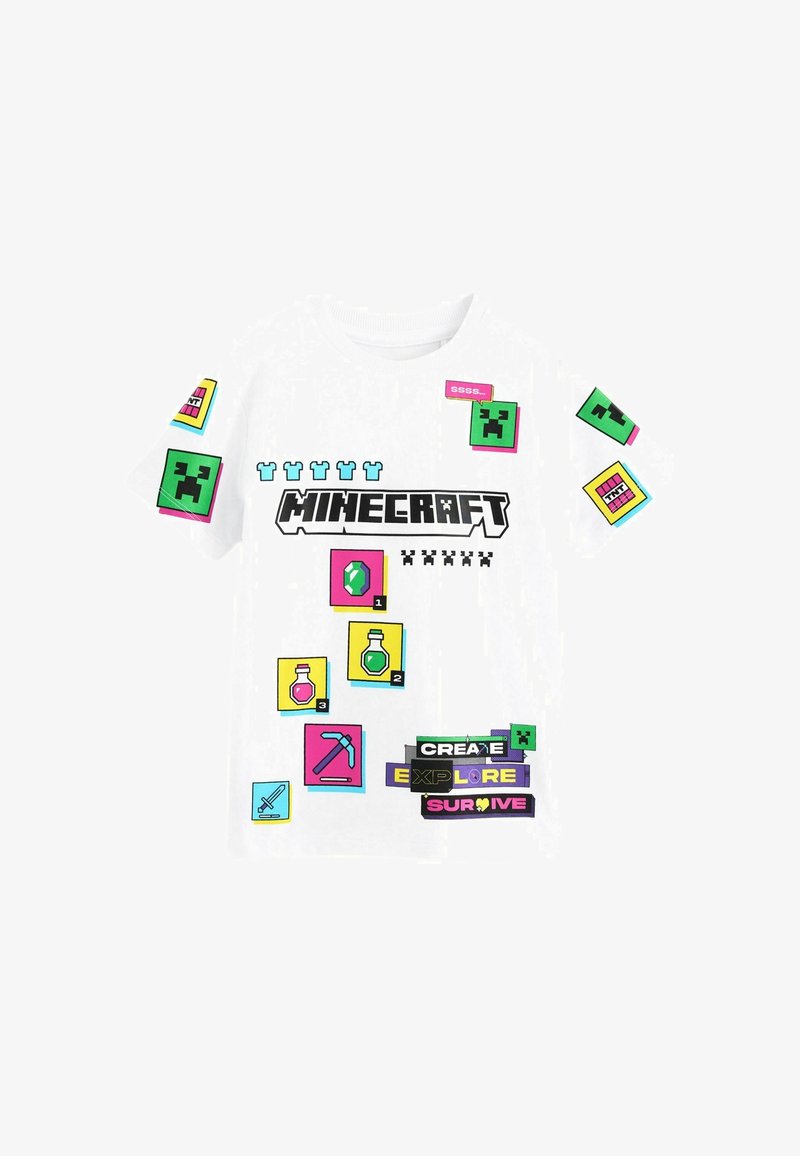 Next MINECRAFT REGULAR FIT - Printtipaita - white