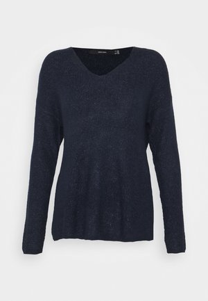 VMCREWLEFILE V NECK - Jumper - navy blazer melange