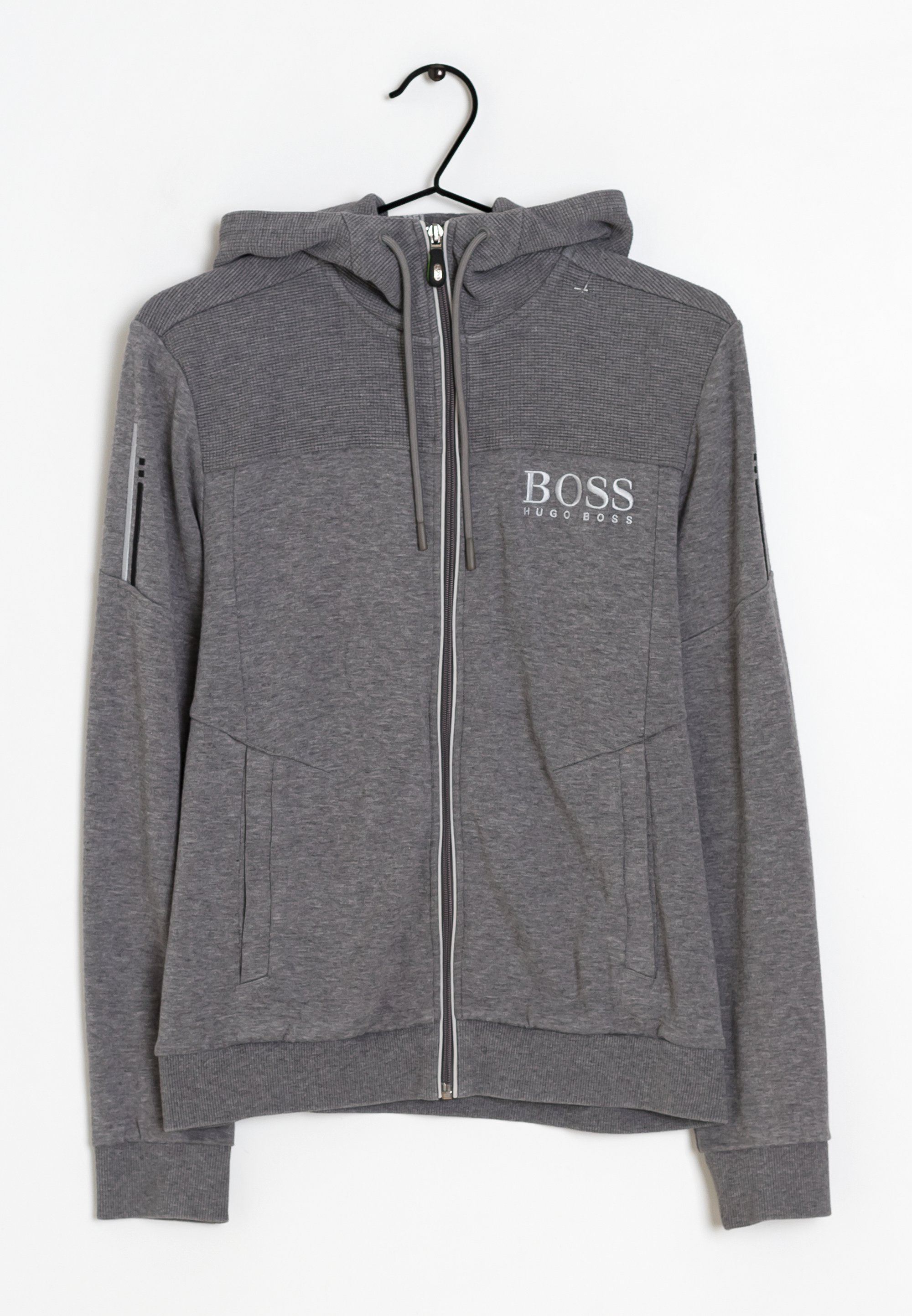 Grey Hugo Boss Sweatshirt Zip BOSS Cotton-blend Zip-up Hoodie With