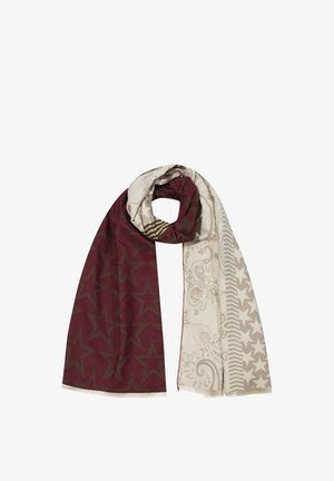 Faera, GEMUSTERTER SCHAL PATCHWORK STERNE PAISLEY FRANSEN - Schal - braun