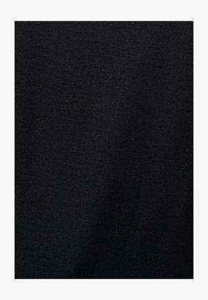 Zwarte katoenen stof met een gladde textuur, met een gelijkmatig patroon zonder zichtbare markeringen of accenten. Lichtgewicht en veelzijdig.