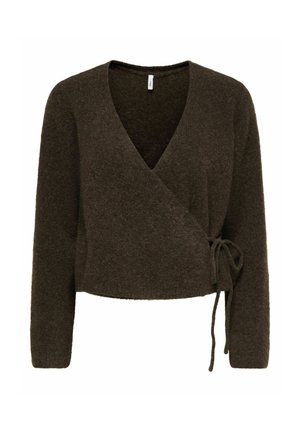 ONLY, ONLLIVA LS V-NECK WRAP KNT - Gilet - chocolate torte