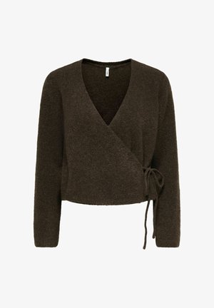 ONLY, ONLLIVA LS V-NECK WRAP KNT - Gilet - chocolate torte