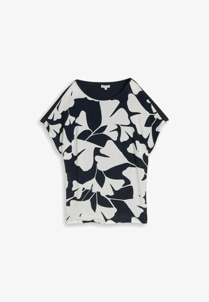 TOM TAILOR, PLUS SIZE - T-SHIRT IM MATERIAL-MIX - T-shirt imprimé - big navy ginkgo