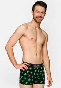 Czarne bokserki z wzorem zielonego kontrolera do gier, wykonane z miękkiego materiału, z elastycznym pasem z logo, o slim fit.