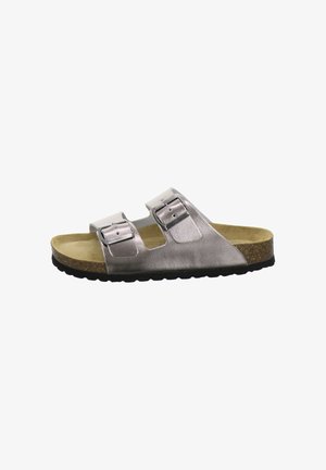 AFS Schuhe, PANTOLETTEN DAMEN ZWEISCHNALLER METALLIC - Mules - silver-coloured