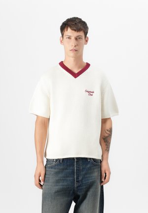 JORCAMBRIDGE V NECK - Jumper - sea salt/tibetan red