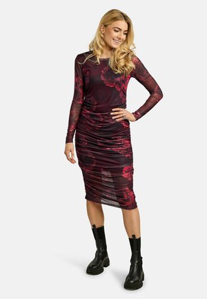 LS  - Laisvo kirpimo suknelė - black bordeaux flower