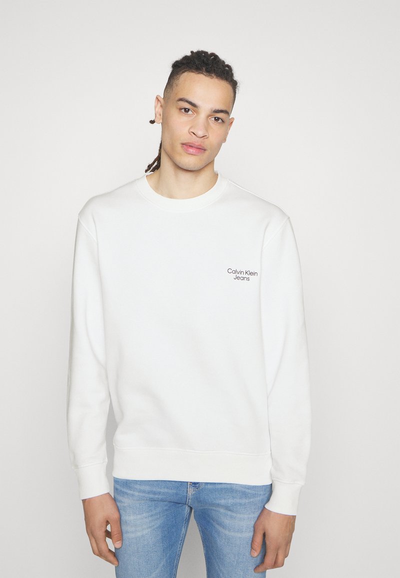 Calvin Klein Jeans FLOWER LOGO RELAXED CREW NECK - Sweatshirt - bright white