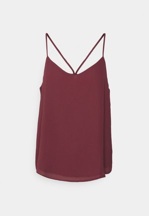 Ärmelloses bordeauxrotes Camisole mit dünnen doppelten Schulterriemen und lockerem, fließendem Sitz.