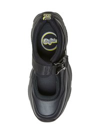Svarte sneakers med et elegant design, med overdel i syntetisk lær, teksturert stofffôring, justerbar rem og sirkulært logo.