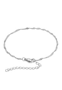 Anillo de tobillo de cadena de plata con eslabones retorcidos, un broche tipo langosta y una extensión de cadena ajustable para un ajuste personalizable.