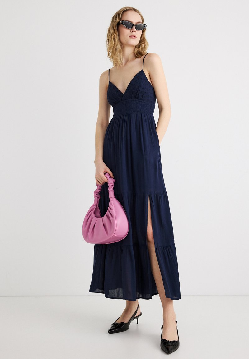 Hollister Co. BARE EMBROIDERY - Maxi dress - dark blue - Zalando.ie