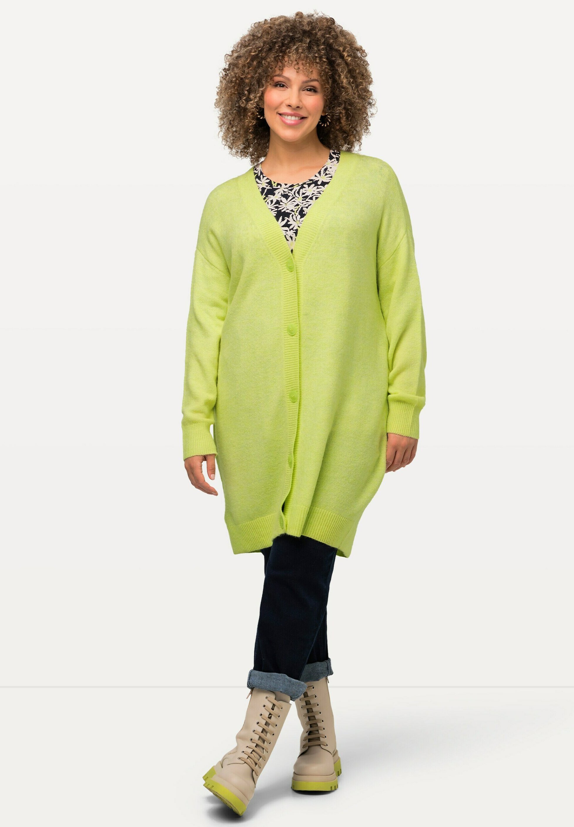 Ulla Popken Strickjacke neon green/grün
