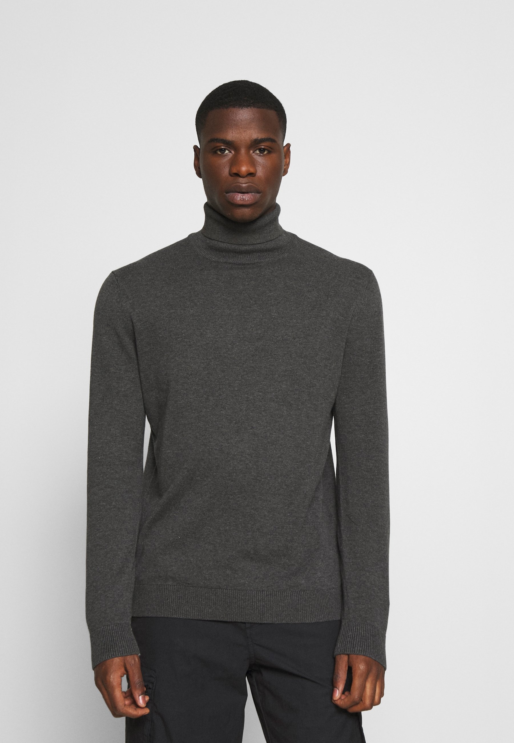 dark grey roll neck