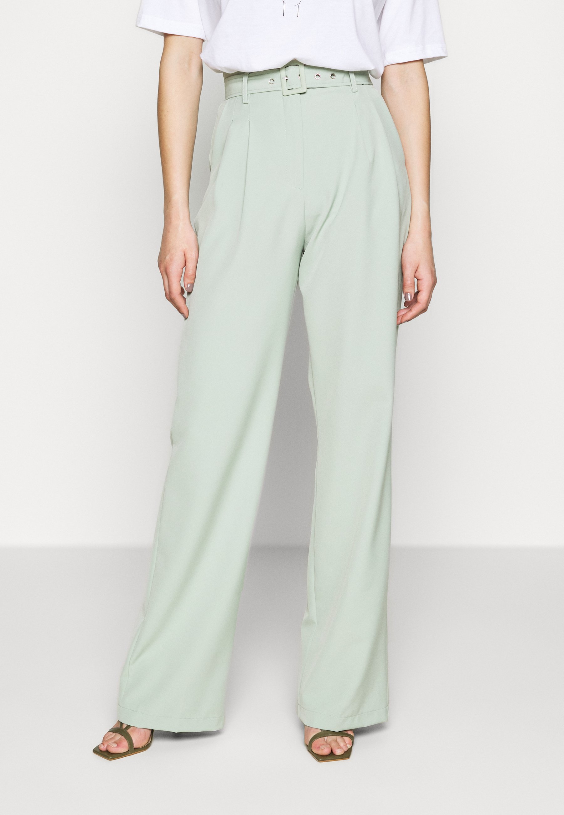 Missguided Tall BALLOON WIDE LEG TROUSERS Bukse mint Missguided Tall FLORAL WIDE LEG TROUSERS - Bukse - white