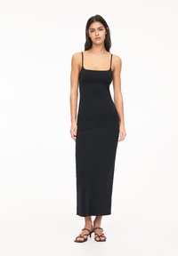 PULL&BEAR - MIDI - Džersejové šaty - black Miniatúrny obrázok 1