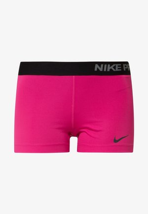 Lyserøde atletikshorts med sort taljebånd mærket "NIKE PRO" og sort Nike-logo på frontens venstre side.