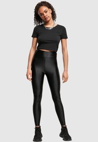 Urban Classics LADIES HIGHWAIST SHINY METALLIC LEGGINGS - Leggings - schwarz