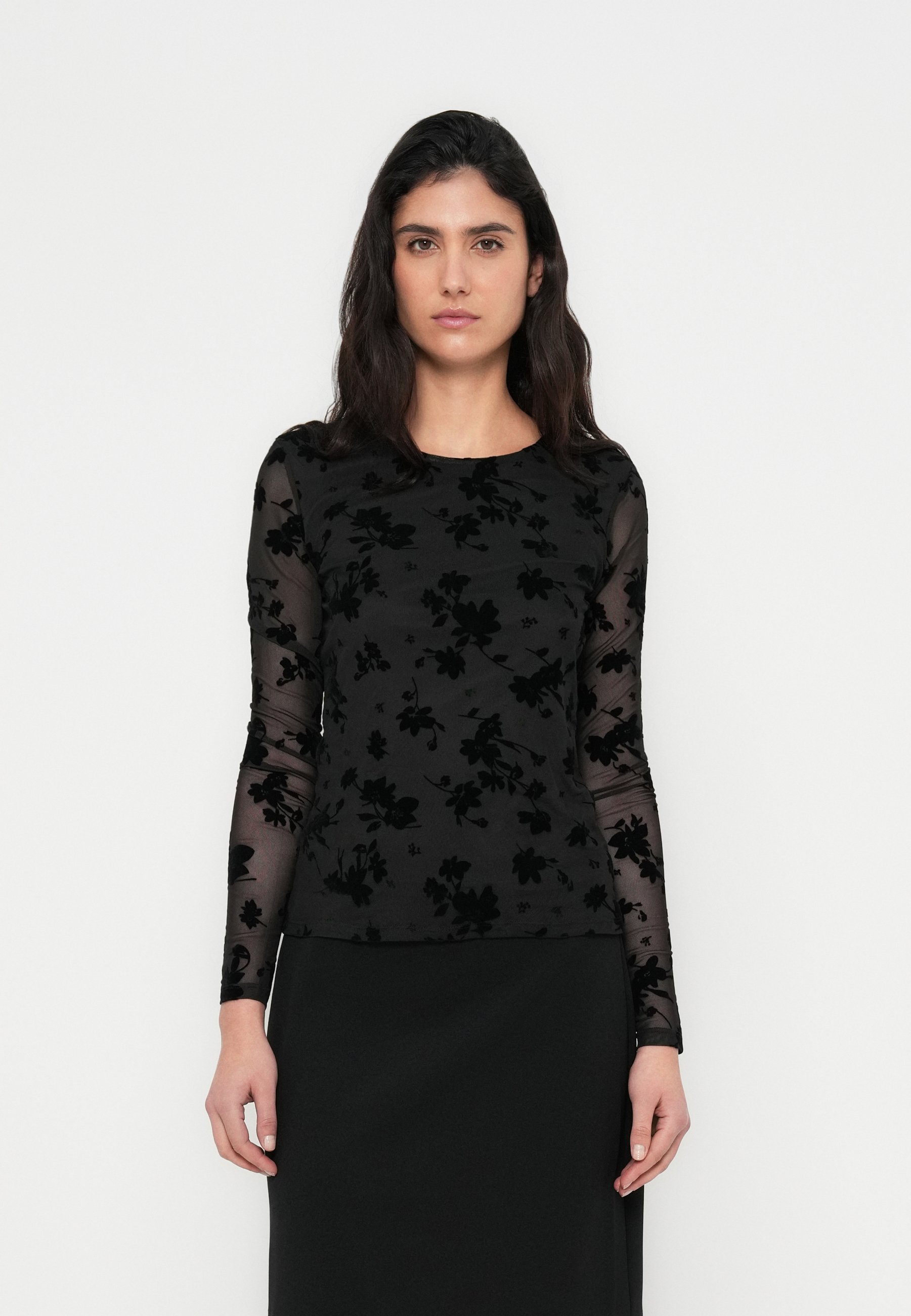 T-shirt Manches Longues Femme Imprimé Paillettes Mesh - Matière Douce, Coupe Ajustée, Décontracté - 14