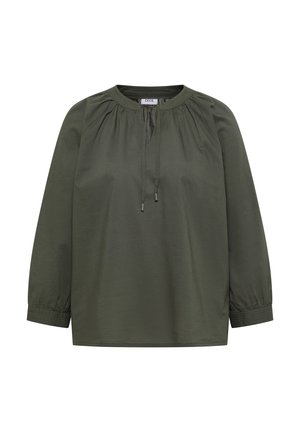 Cecil, 3/4-ARM BLUSE MIT SPLIT NECK IN UNIFARBE - Blouse - khaki