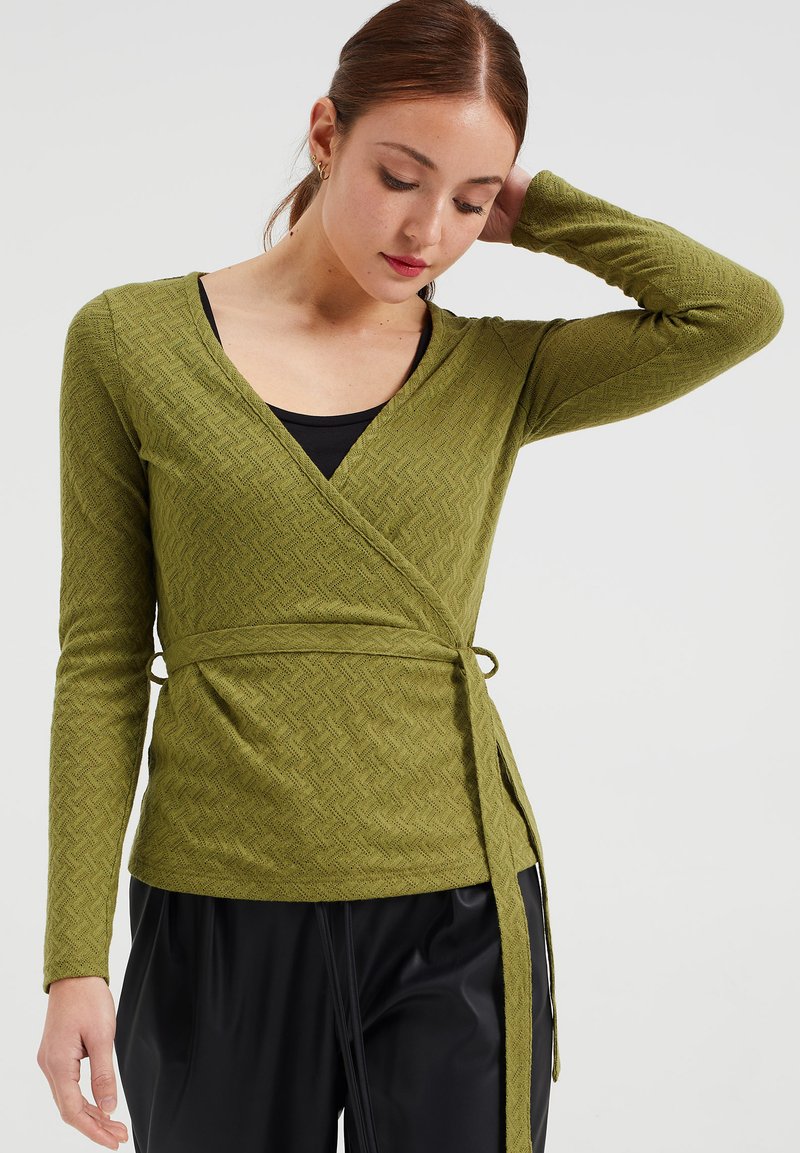 Damen Strickjacken | WE Fashion MET DESSIN Strickjacke green/grün - WD90565 Damen Strickjacken | WE Fashion MET DESSIN Strickjacke green/grün - WD90565