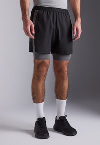 Pier One Sport 2 IN 1 SHORTS WITH DOUBLE CONTRAST LAYER - Sports shorts - black/dark grey