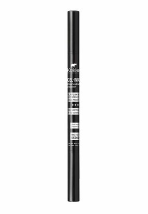 Kokie Gel-Ink dubbeländad eyeliner i en elegant svart förpackning, med en matt finish. Innehåller vattentåliga och smudge-proof specifikationer.
