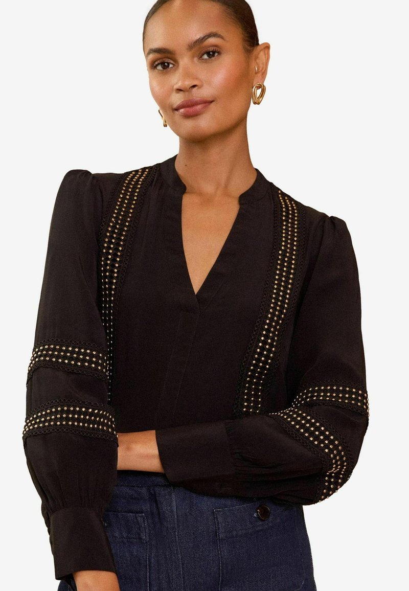 Love & Roses V NECK HARDWARE DETAIL -REGULAR FIT - Blúzka - black