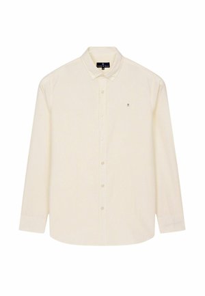 Lange mouwen crème overhemd met knopen en een button-down kraag, met een kleine geborduurde logo op de linkerborst.
