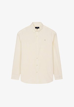 Lange mouwen crème overhemd met knopen en een button-down kraag, met een kleine geborduurde logo op de linkerborst.