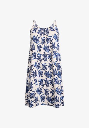 Zizzi Jerseyklänning - off w/blue leaf aop