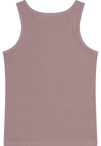 Blød, lys lilla tanktop lavet af bomuld, med rund halsudskæring, ærmeløs design og lige kant med synlige syninger.