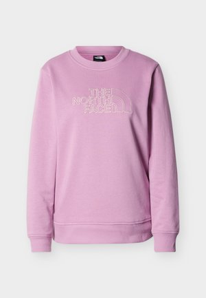 Svetlo vijoličasta majica s okroglim izrezom in dolgimi rokavi, z vezenim logotipom "THE NORTH FACE" na prsnem delu v usklajeni barvi niti.